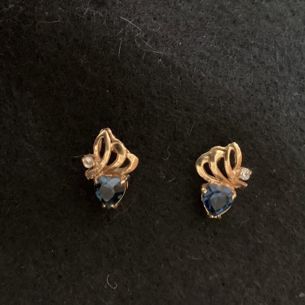 Heart Cut Blue Topaz Stud Earrings